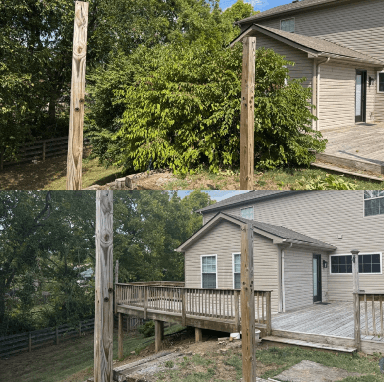 Overgrown Lot to New Deck - Before and after landscaping by Cox Landscapes in Central Kentucky